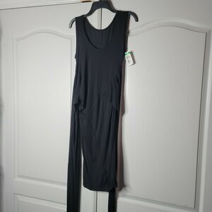 Jarbo Draped Sleeveless Wrap Dress Side Tie Black Blend Size Medium Lagenlook